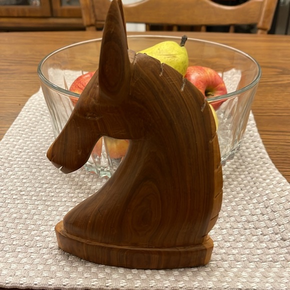 Carved Wood Horse Head Sculpture - Picture 5 of 8